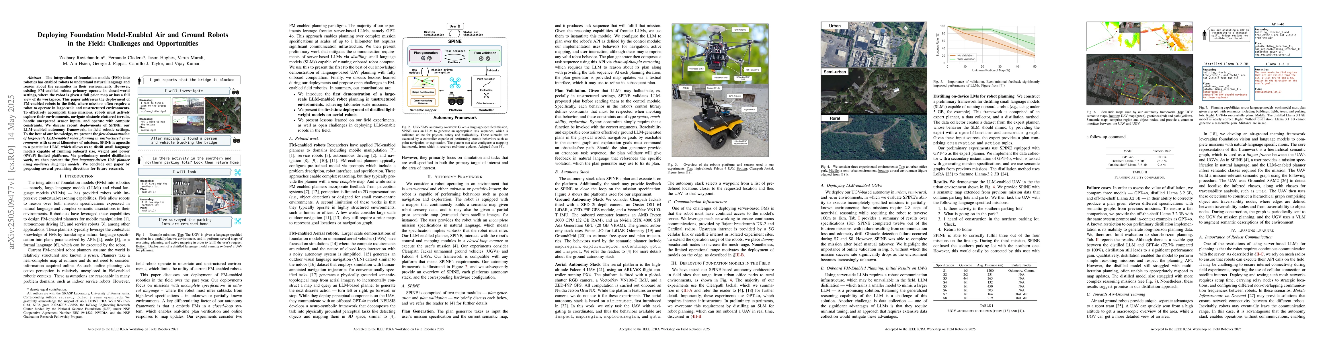 Thumbnail for Deploying Foundation Model-Enabled Air and Ground Robots in the Field:
  Challenges and Opportunities
