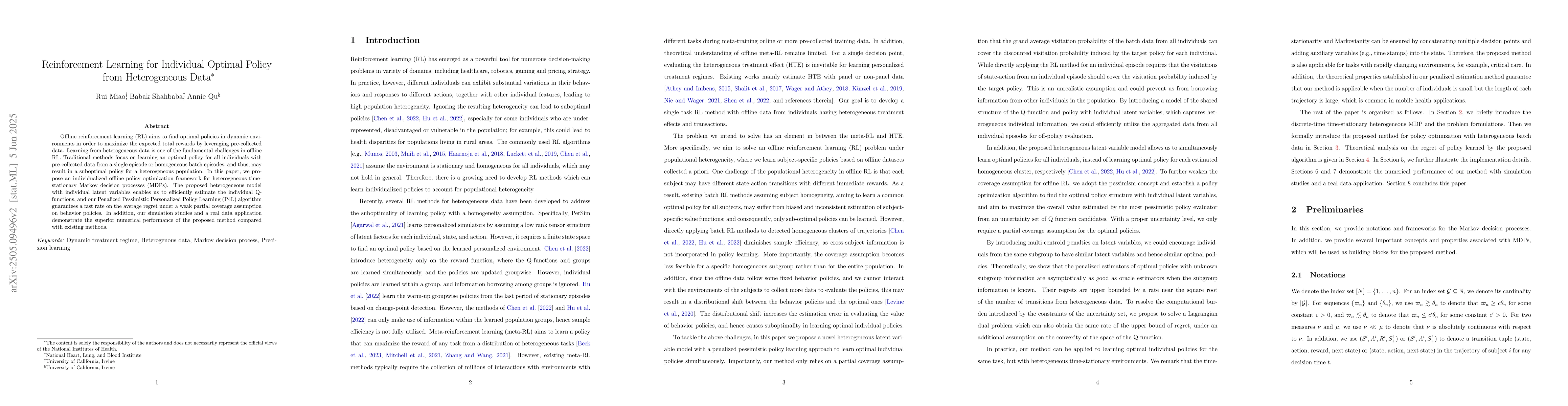 Thumbnail for Reinforcement Learning for Individual Optimal Policy from Heterogeneous
  Data