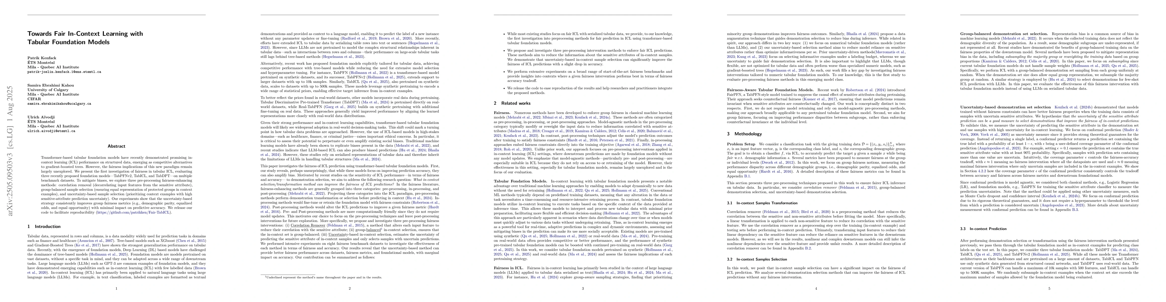 Thumbnail for Towards Fair In-Context Learning with Tabular Foundation Models
