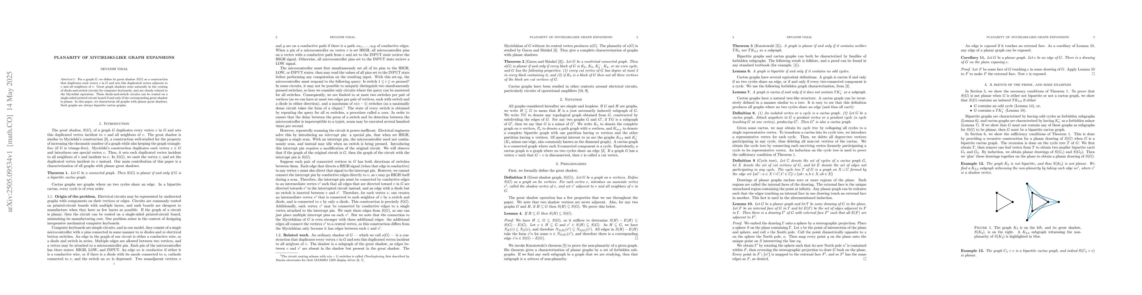 Thumbnail for Planarity of Mycielski-like graph expansions