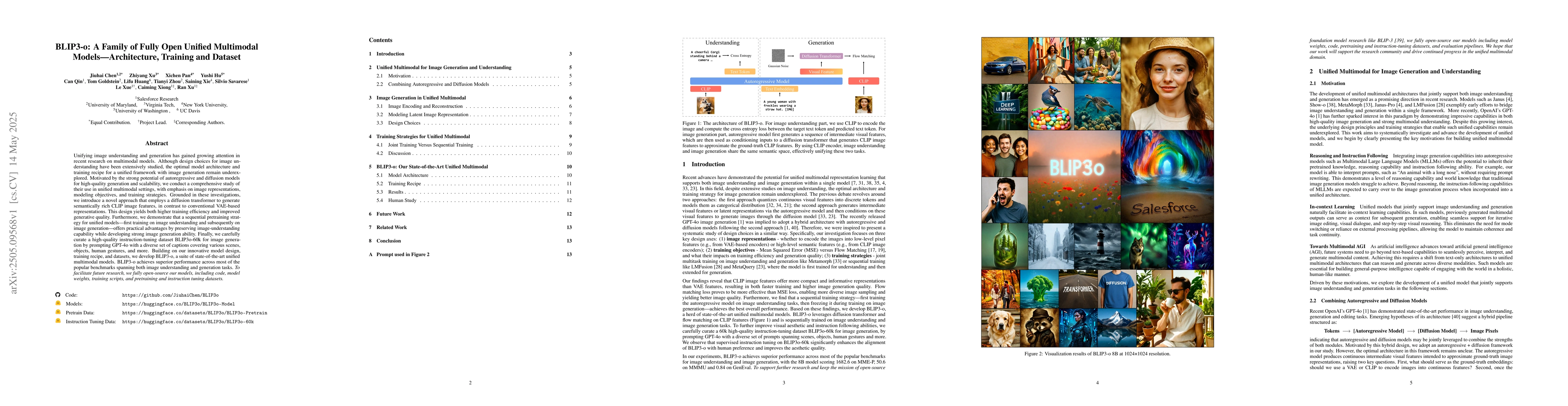 Thumbnail for BLIP3-o: A Family of Fully Open Unified Multimodal Models-Architecture,
  Training and Dataset