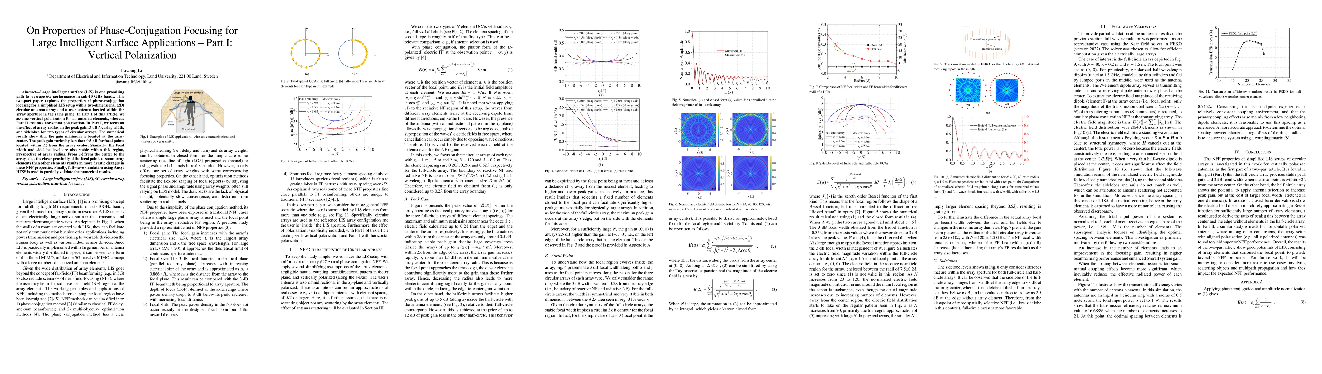 Thumbnail for On Properties of Phase-Conjugation Focusing for Large Intelligent
  Surface Applications -- Part I: Vertical Polarization
