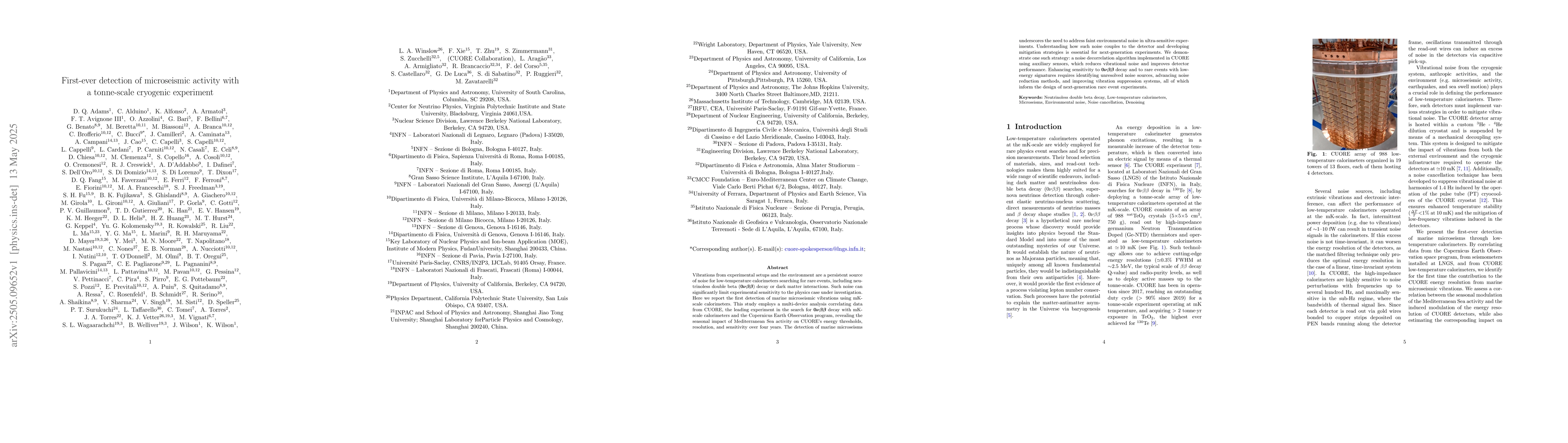 Thumbnail for First-ever detection of microseismic activity with a tonne-scale
  cryogenic experiment