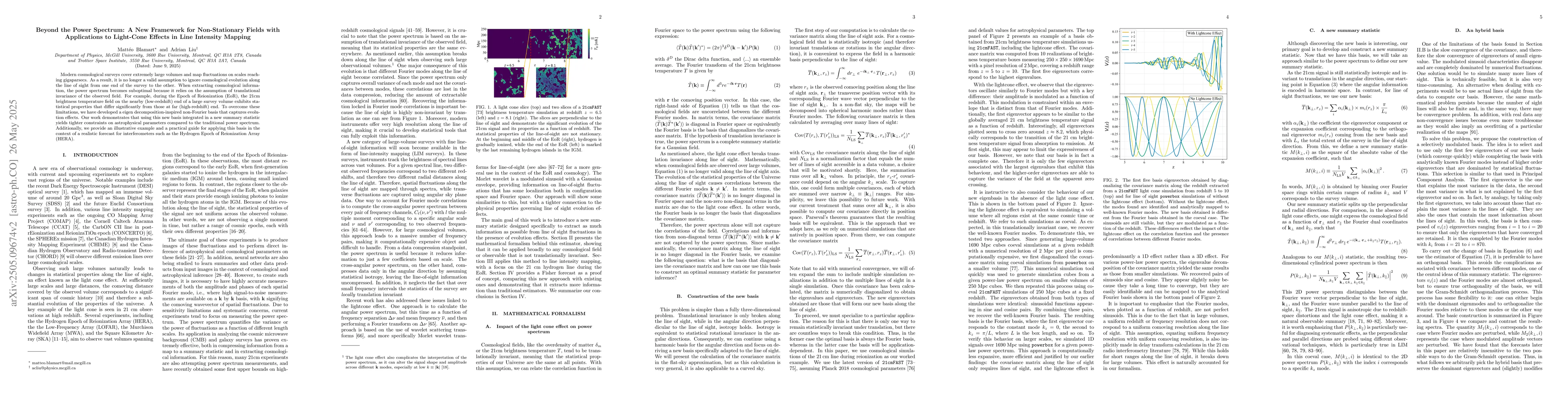 Thumbnail for Beyond the Power Spectrum: A New Framework for Non-Stationary Fields
  with Applications to Light-Cone Effects in Line Intensity Mapping