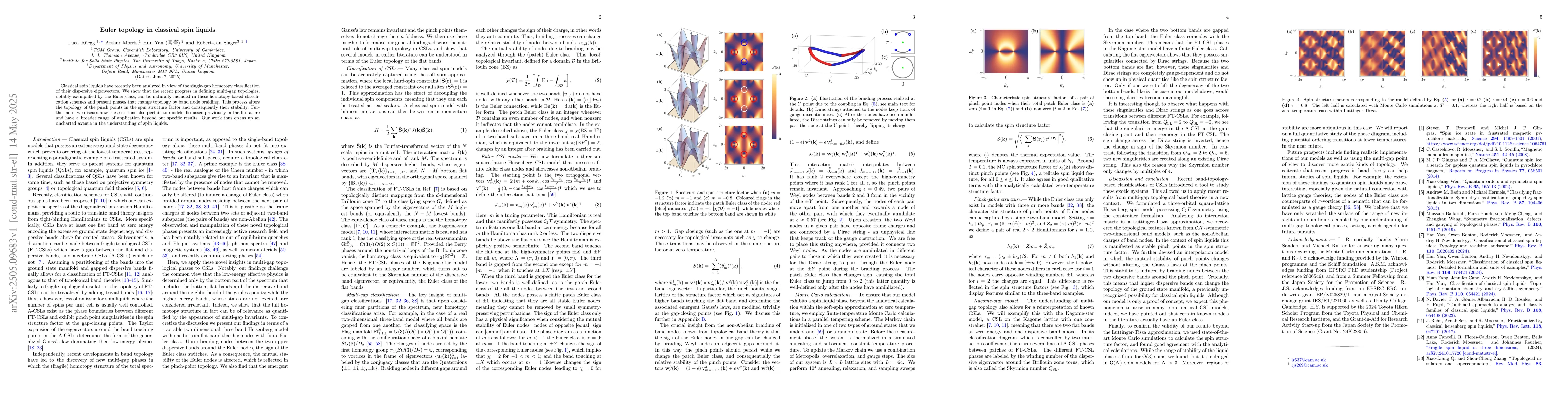 Thumbnail for Euler topology in classical spin liquids