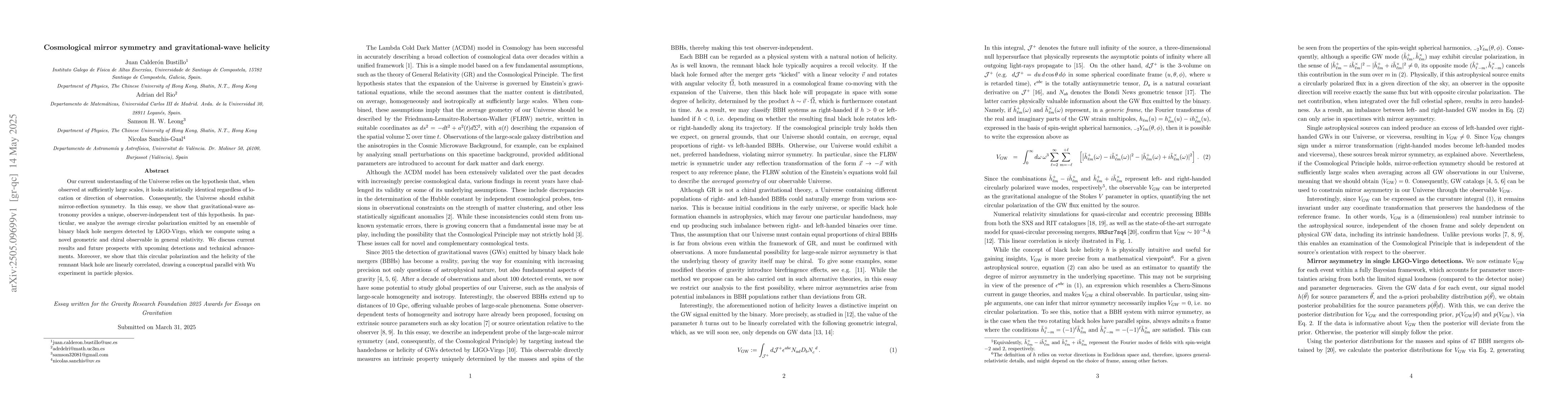 Thumbnail for Cosmological mirror symmetry and gravitational-wave helicity