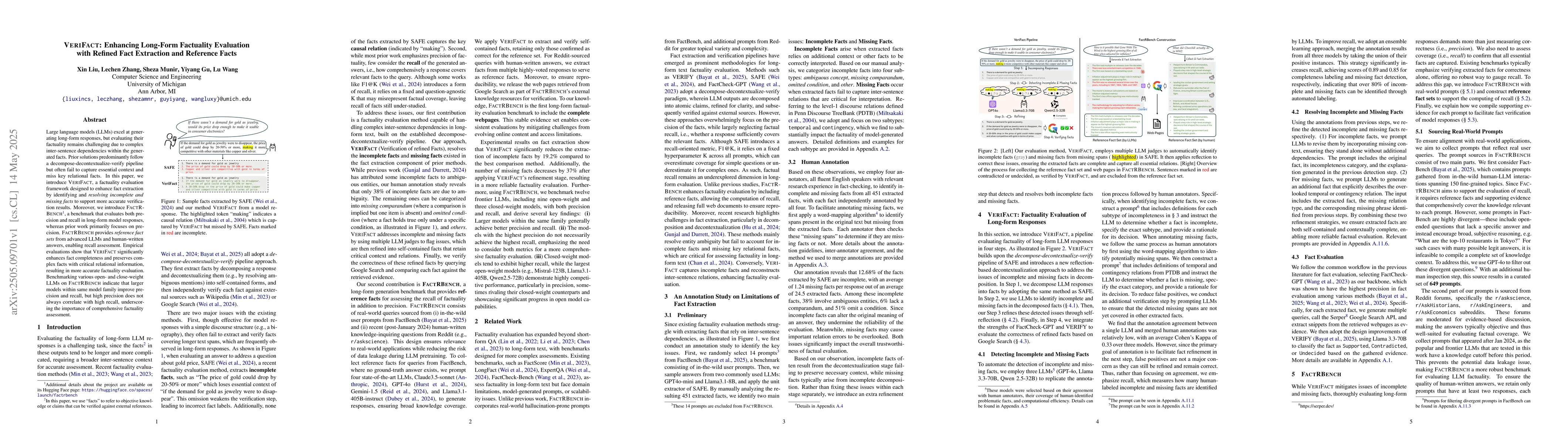 Thumbnail for VeriFact: Enhancing Long-Form Factuality Evaluation with Refined Fact
  Extraction and Reference Facts