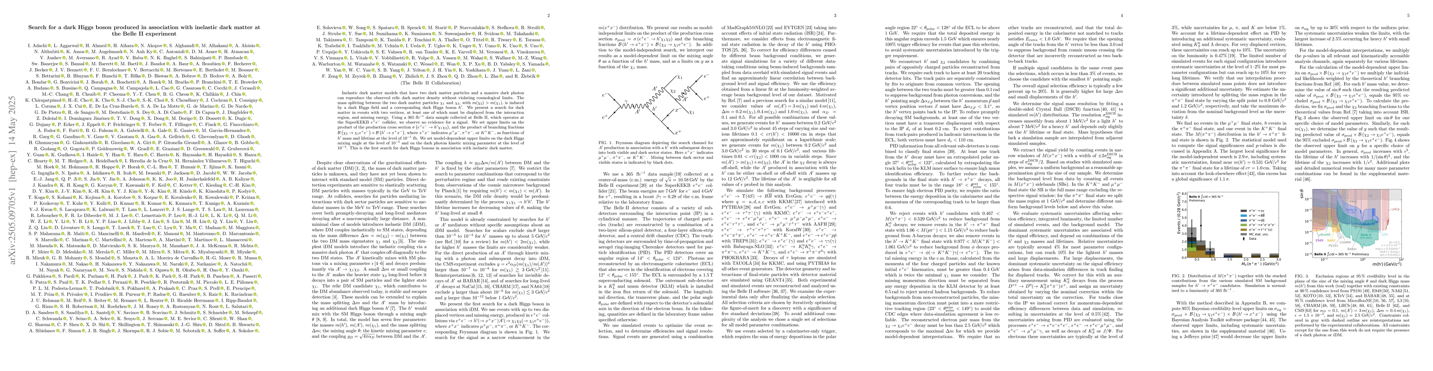 Thumbnail for Search for a dark Higgs boson produced in association with inelastic
  dark matter at the Belle II experiment