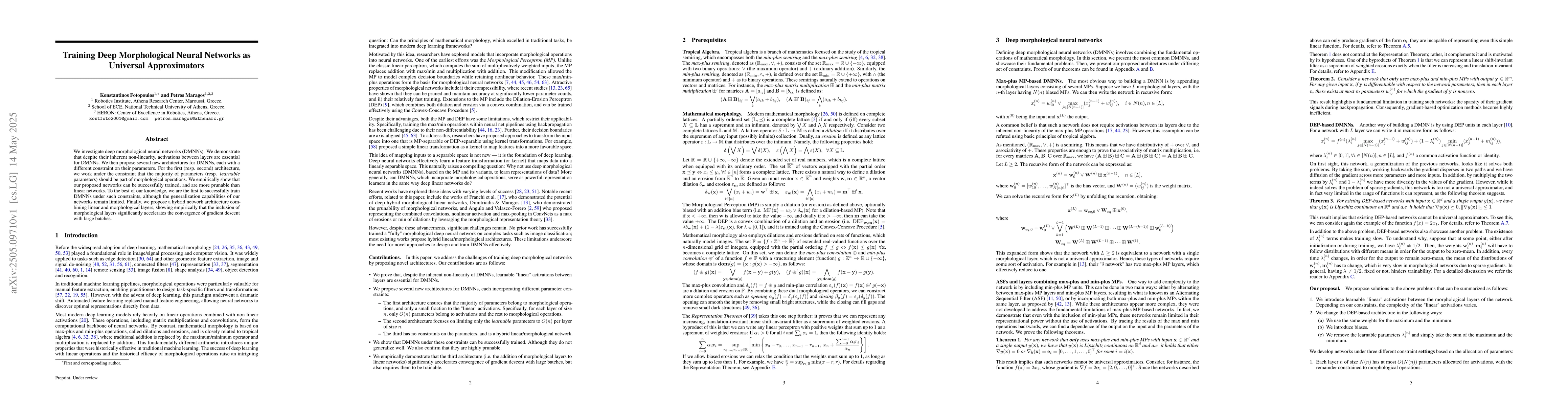 Thumbnail for Training Deep Morphological Neural Networks as Universal Approximators