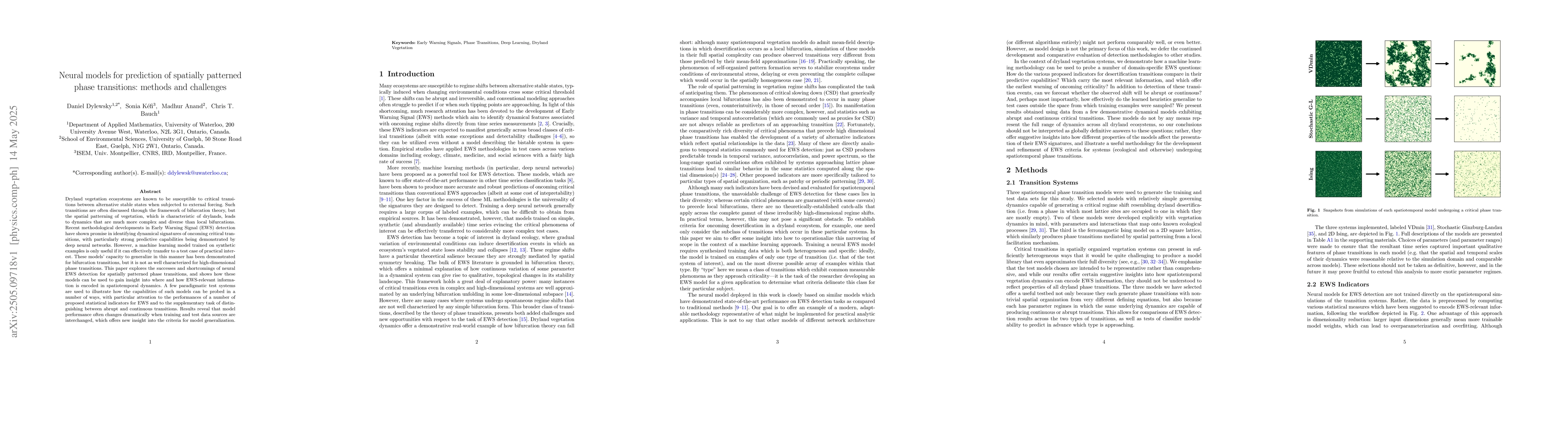 Thumbnail for Neural models for prediction of spatially patterned phase transitions:
  methods and challenges