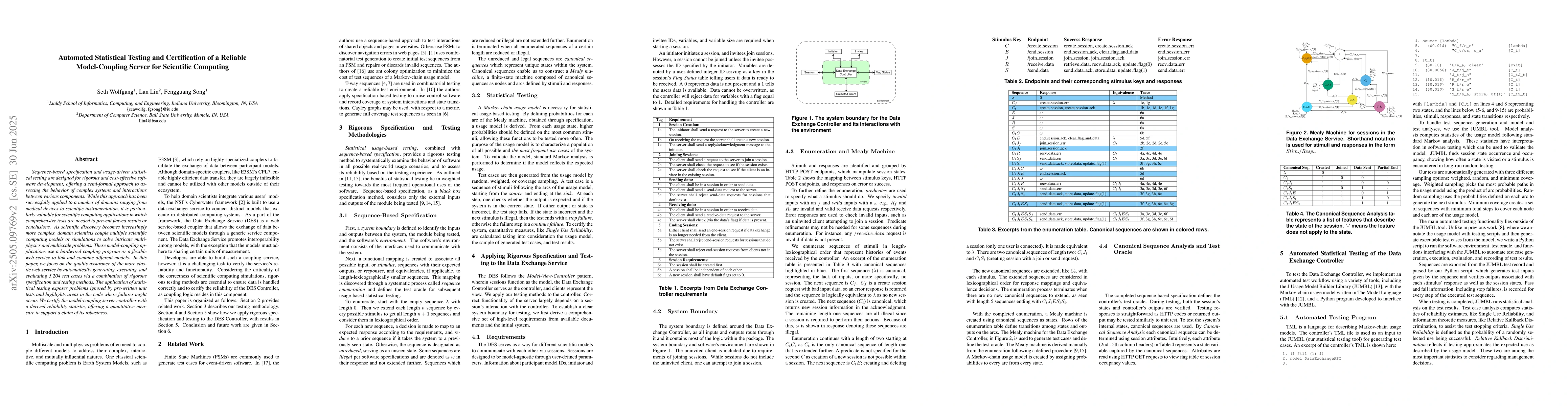 Thumbnail for Automated Statistical Testing and Certification of a Reliable
  Model-Coupling Server for Scientific Computing