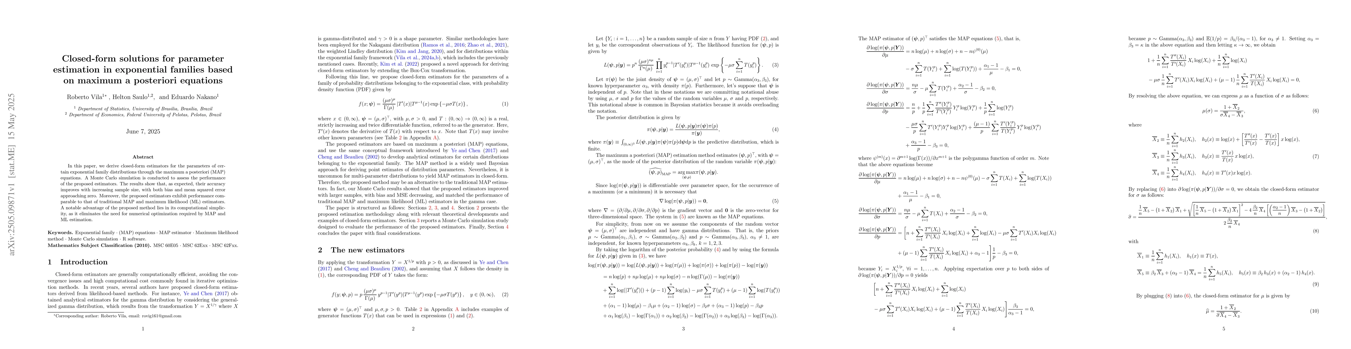 Thumbnail for Closed-form solutions for parameter estimation in exponential families
  based on maximum a posteriori equations