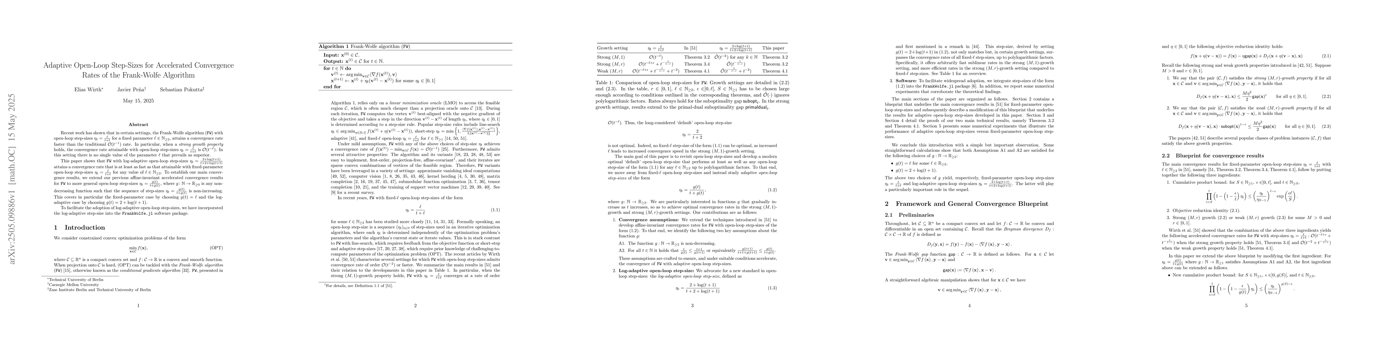 Thumbnail for Adaptive Open-Loop Step-Sizes for Accelerated Convergence Rates of the
  Frank-Wolfe Algorithm