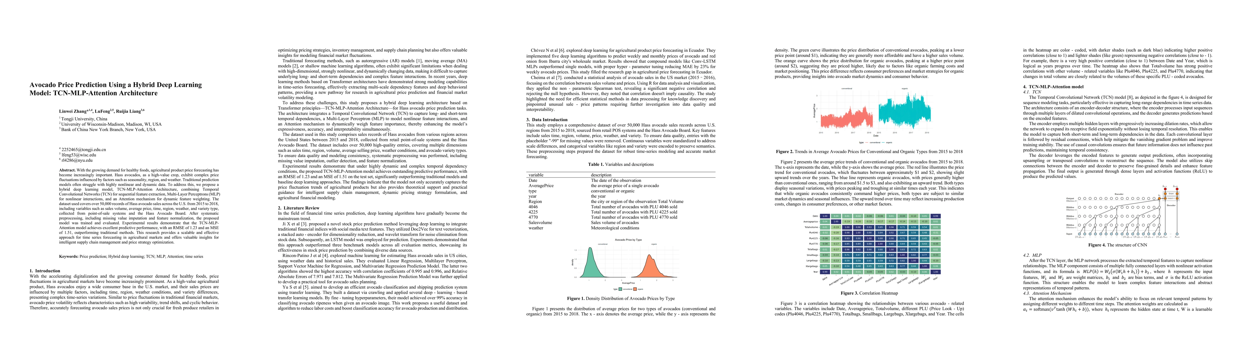 Thumbnail for Avocado Price Prediction Using a Hybrid Deep Learning Model:
  TCN-MLP-Attention Architecture