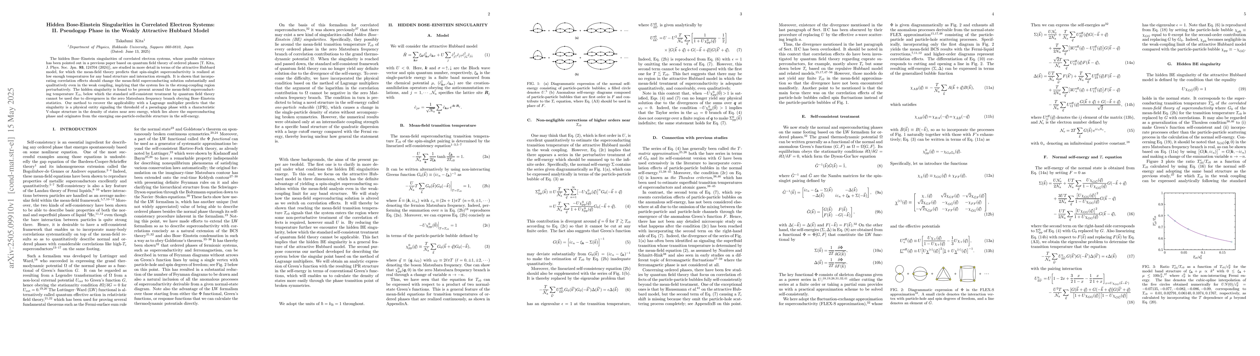 Thumbnail for Hidden Bose-Einstein Singularities in Correlated Electron Systems: II.
  Pseudogap Phase in the Weakly Attractive Hubbard Model