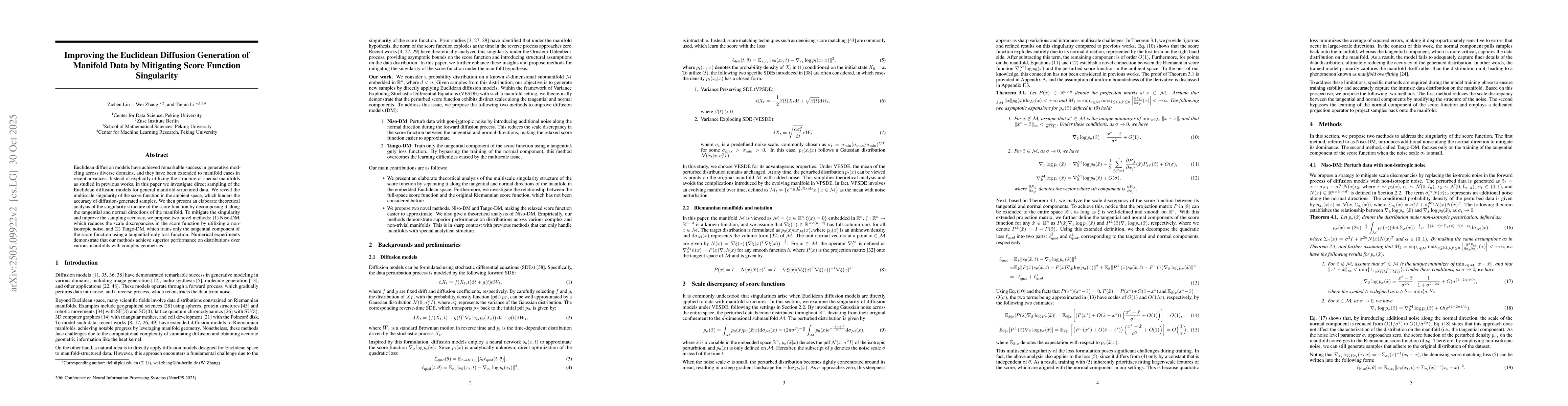 Thumbnail for Improving the Euclidean Diffusion Generation of Manifold Data by
  Mitigating Score Function Singularity