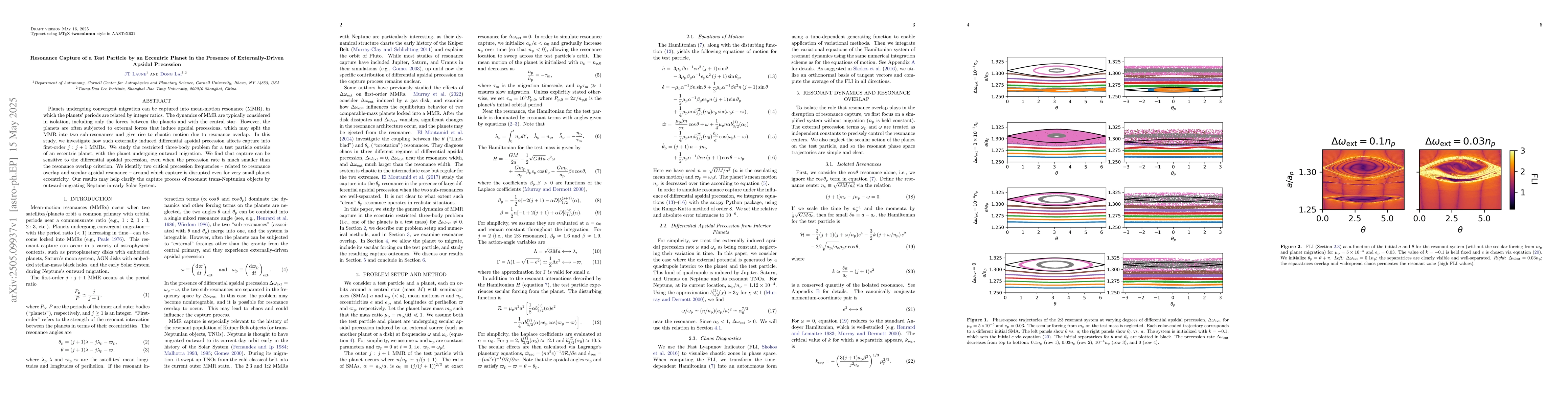 Thumbnail for Resonance Capture of a Test Particle by an Eccentric Planet in the
  Presence of Externally-Driven Apsidal Precession
