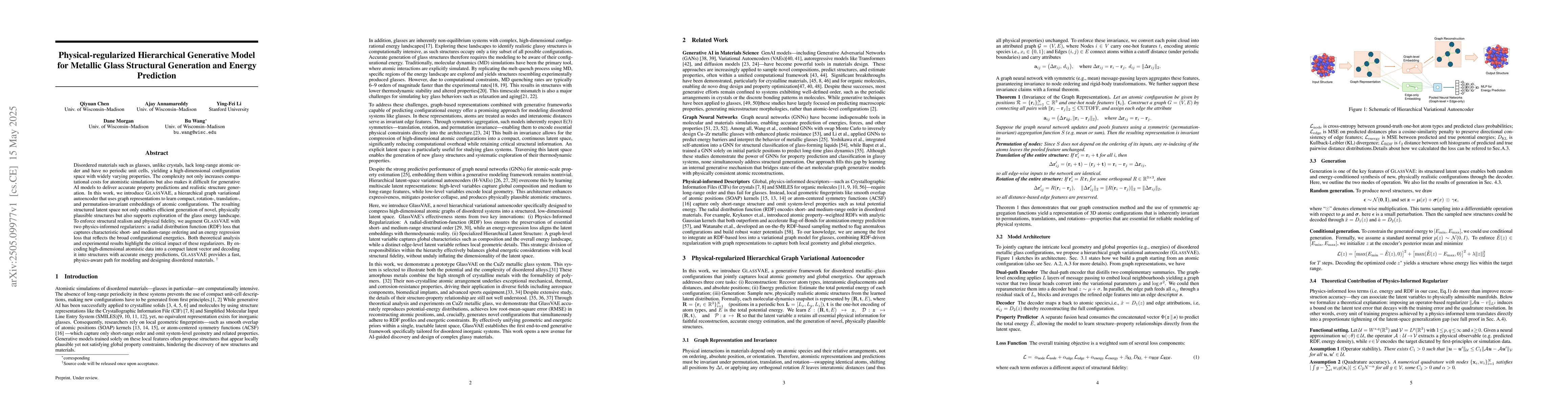Thumbnail for Physical regularized Hierarchical Generative Model for Metallic Glass
  Structural Generation and Energy Prediction