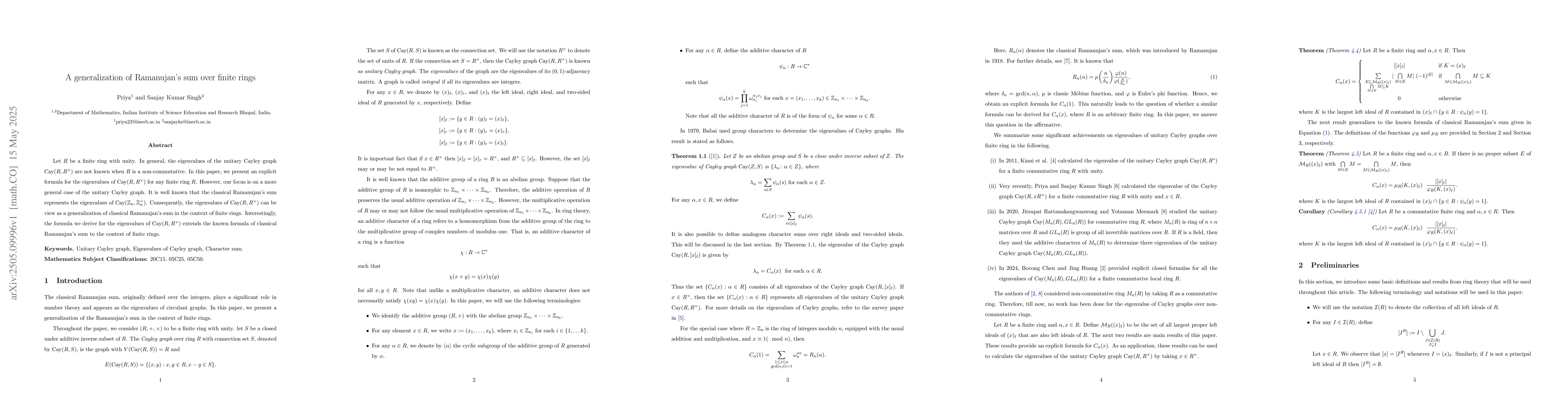 Thumbnail for A generalization of Ramanujan's sum over finite rings
