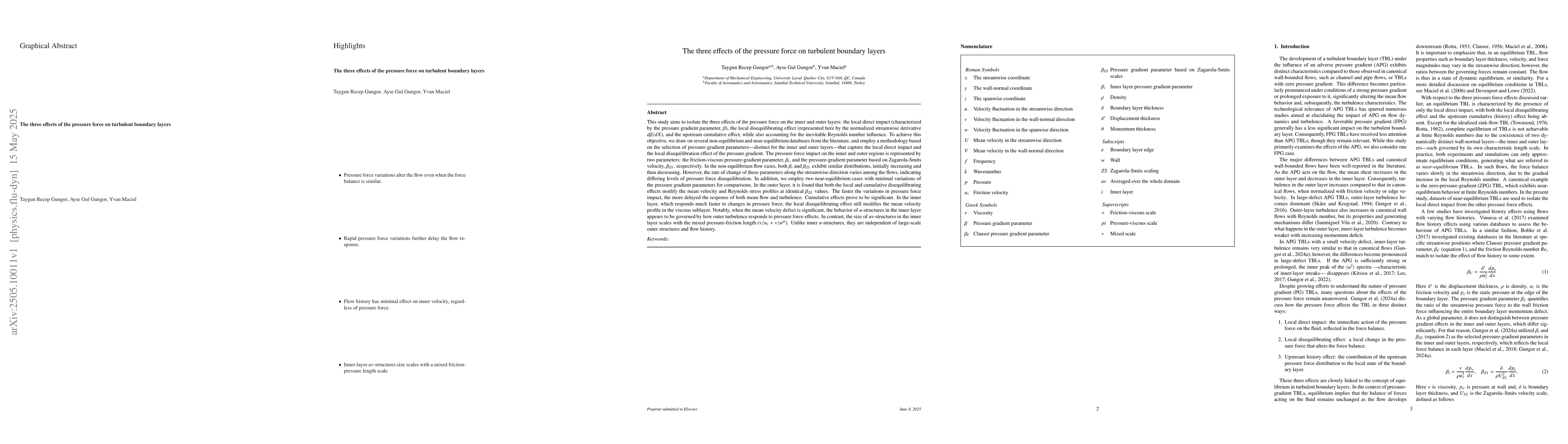 Thumbnail for The three effects of the pressure force on turbulent boundary layers