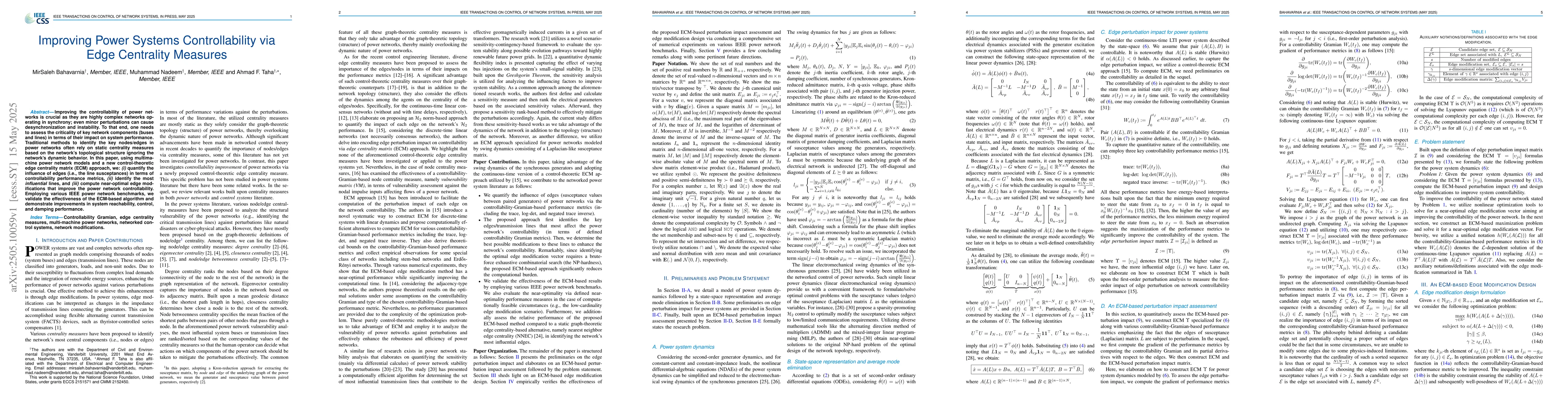 Thumbnail for Improving Power Systems Controllability via Edge Centrality Measures