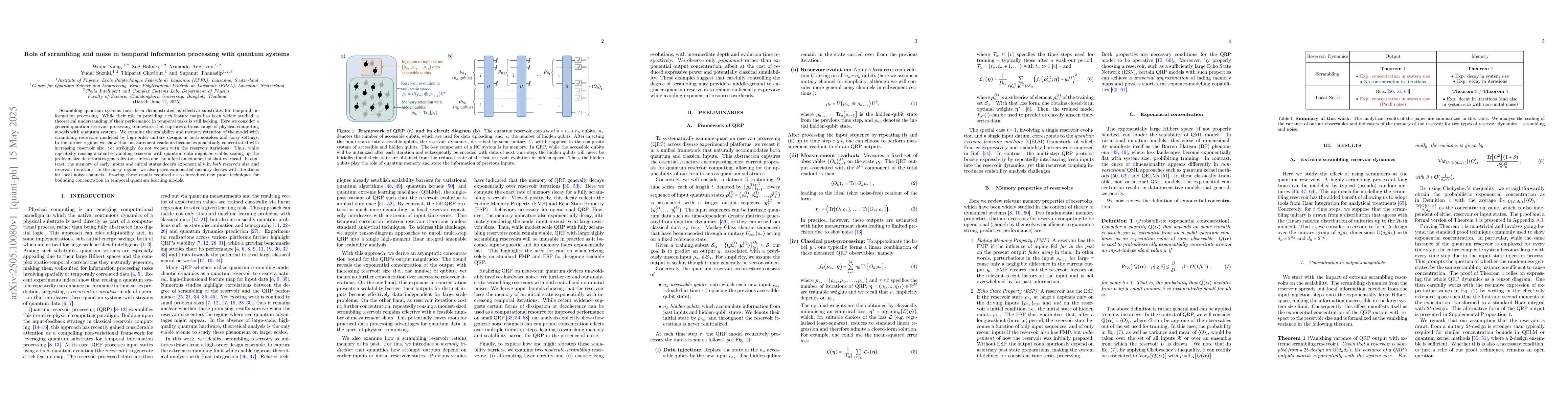 Thumbnail for Role of scrambling and noise in temporal information processing with
  quantum systems