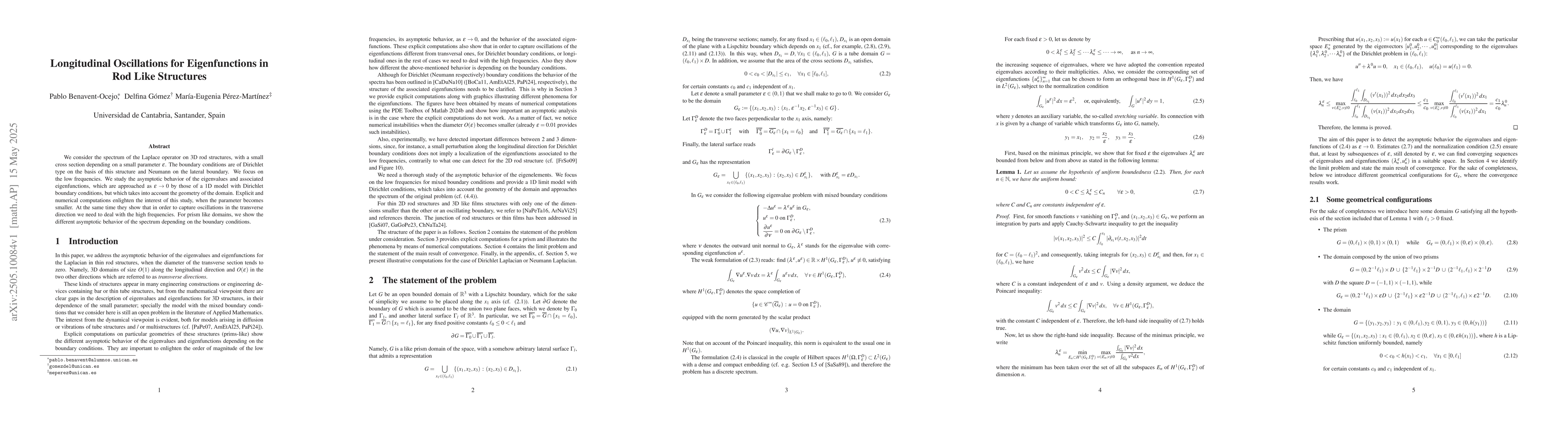 Thumbnail for Longitudinal oscillations for eigenfunctions in rod like structures