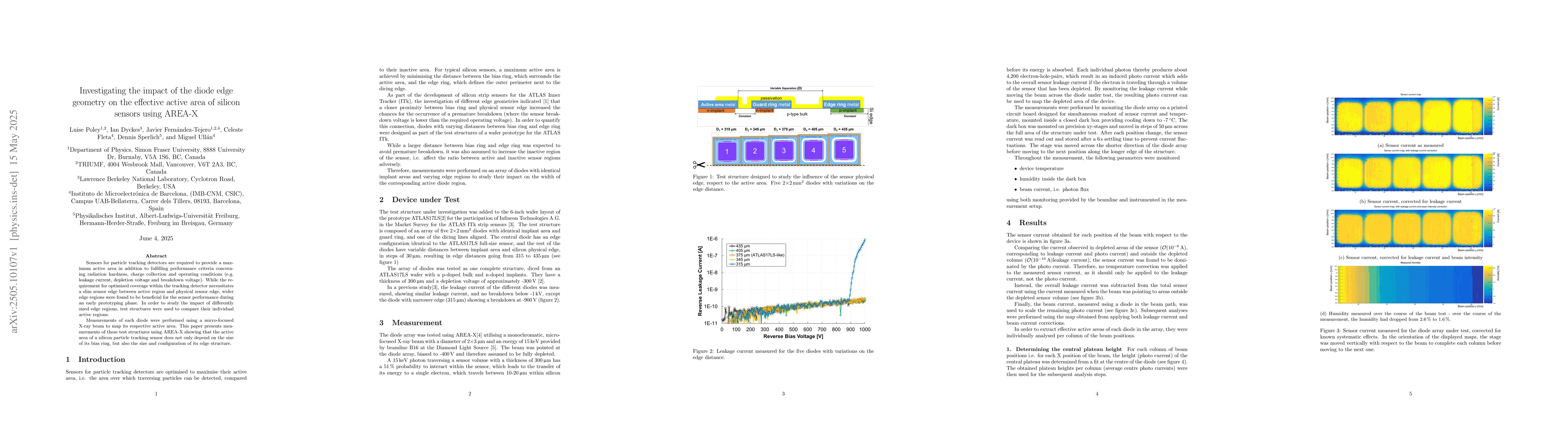 Thumbnail for Investigating the impact of the diode edge geometry on the effective
  active area of silicon sensors using AREA-X