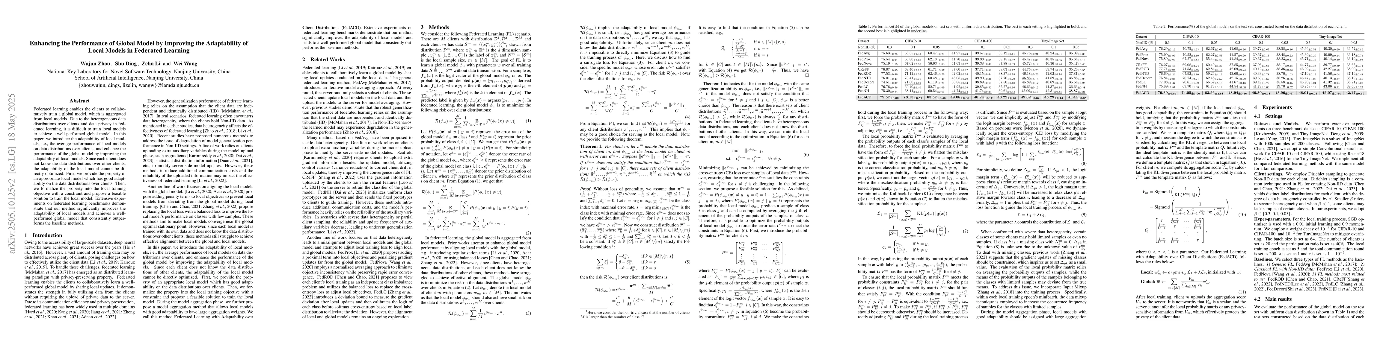 Thumbnail for Enhancing the Performance of Global Model by Improving the Adaptability
  of Local Models in Federated Learning
