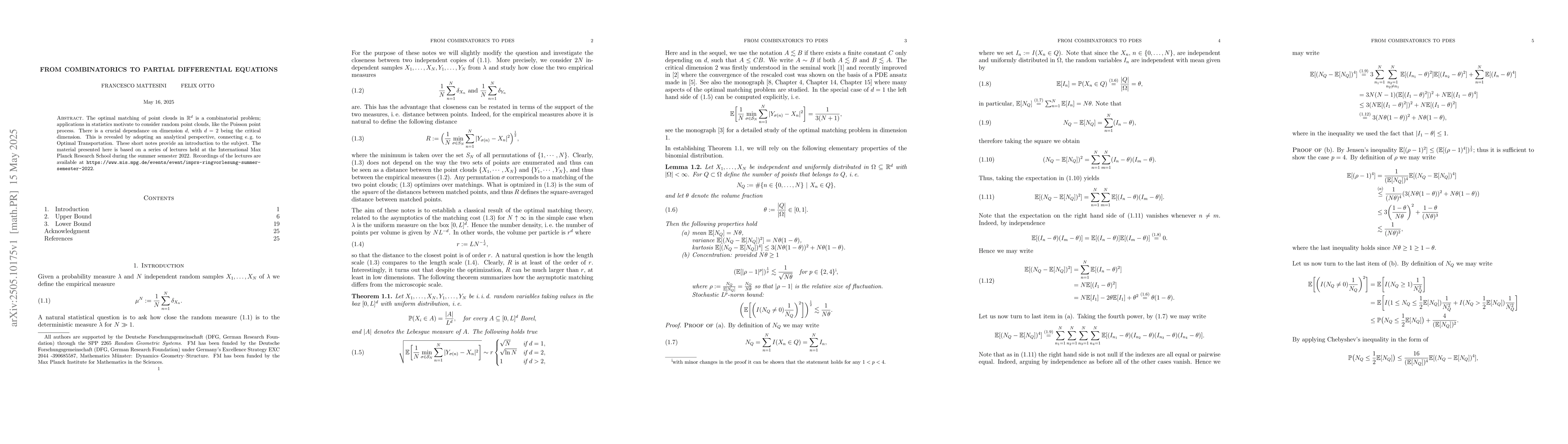 Thumbnail for From Combinatorics to Partial Differential Equations