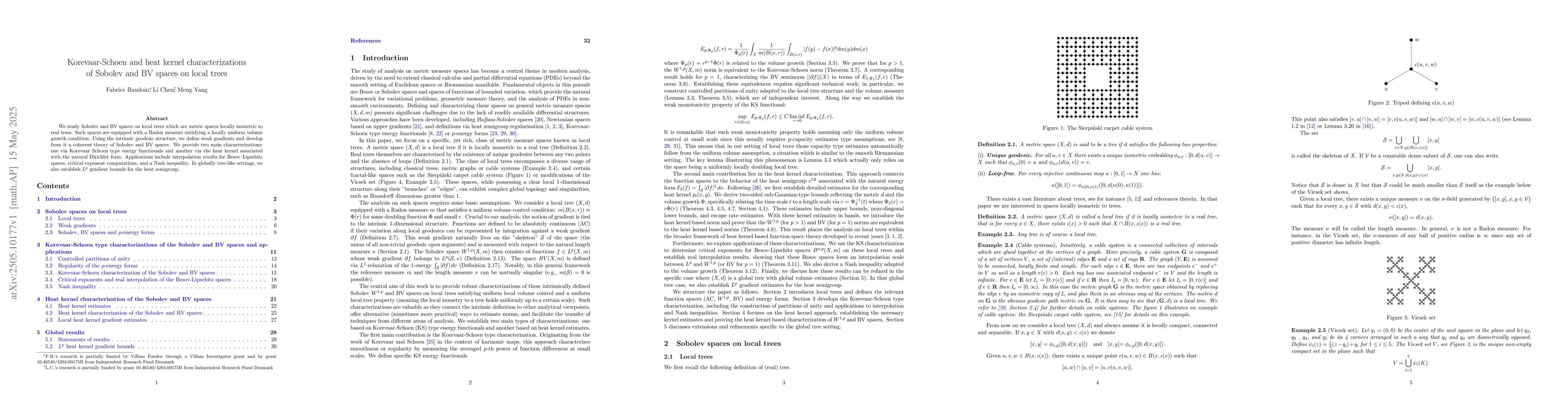 Thumbnail for Korevaar-Schoen and heat kernel characterizations of Sobolev and BV
  spaces on local trees