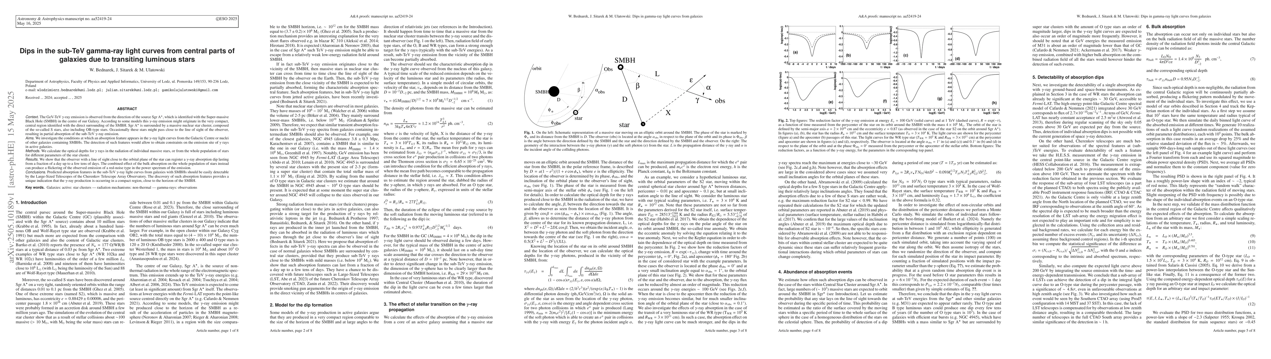 Thumbnail for Dips in the sub-TeV gamma-ray light curves from central parts of
  galaxies due to transiting luminous stars