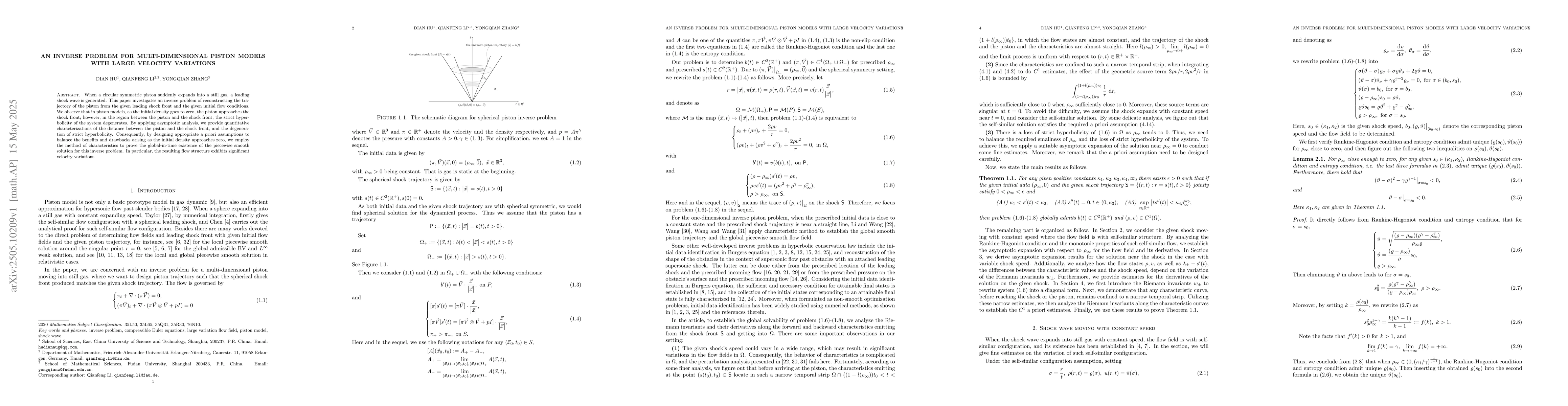 Thumbnail for An Inverse Problem for Multi-Dimensional Piston Models with Large
  Velocity Variations
