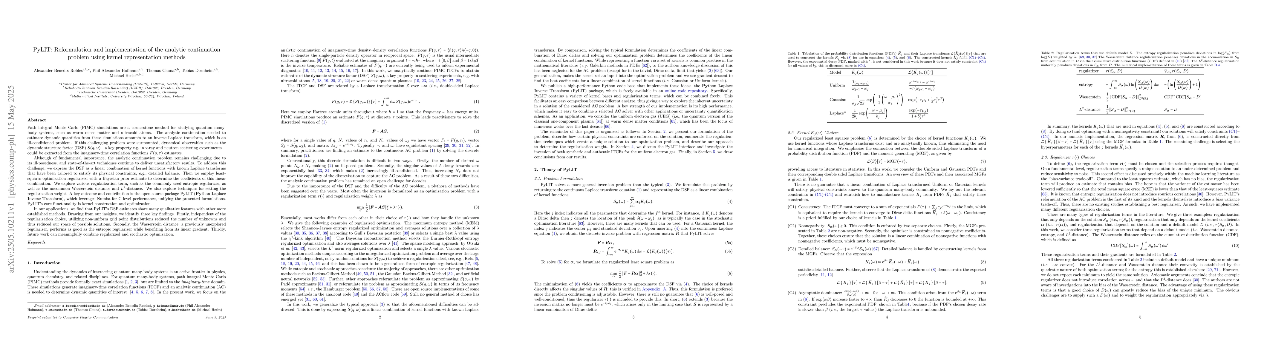 Thumbnail for PyLIT: Reformulation and implementation of the analytic continuation
  problem using kernel representation methods