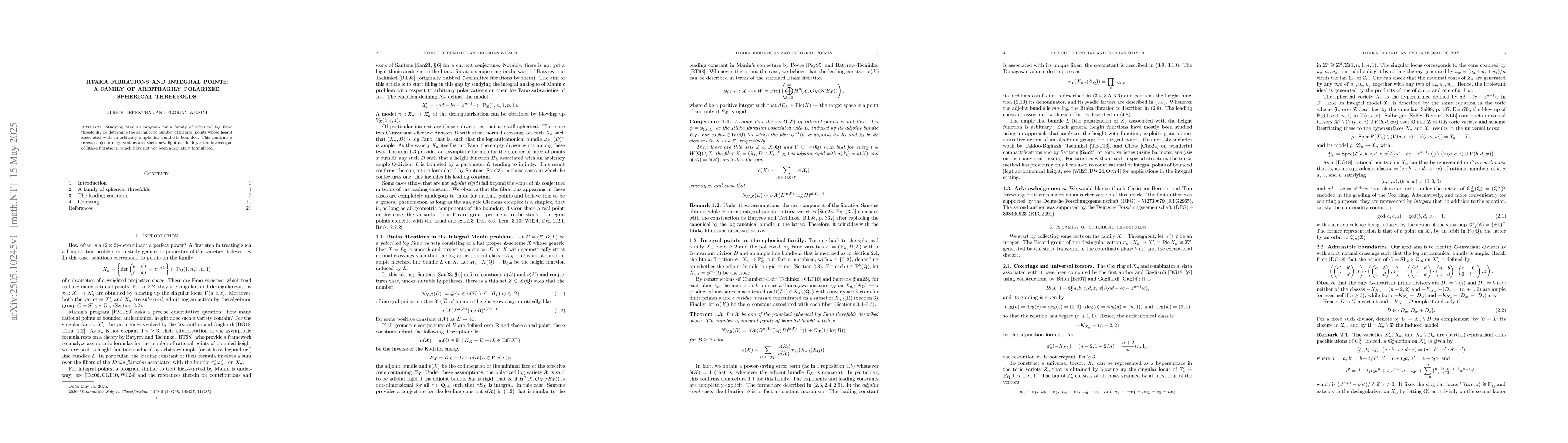 Thumbnail for Iitaka fibrations and integral points: a family of arbitrarily polarized
  spherical threefolds