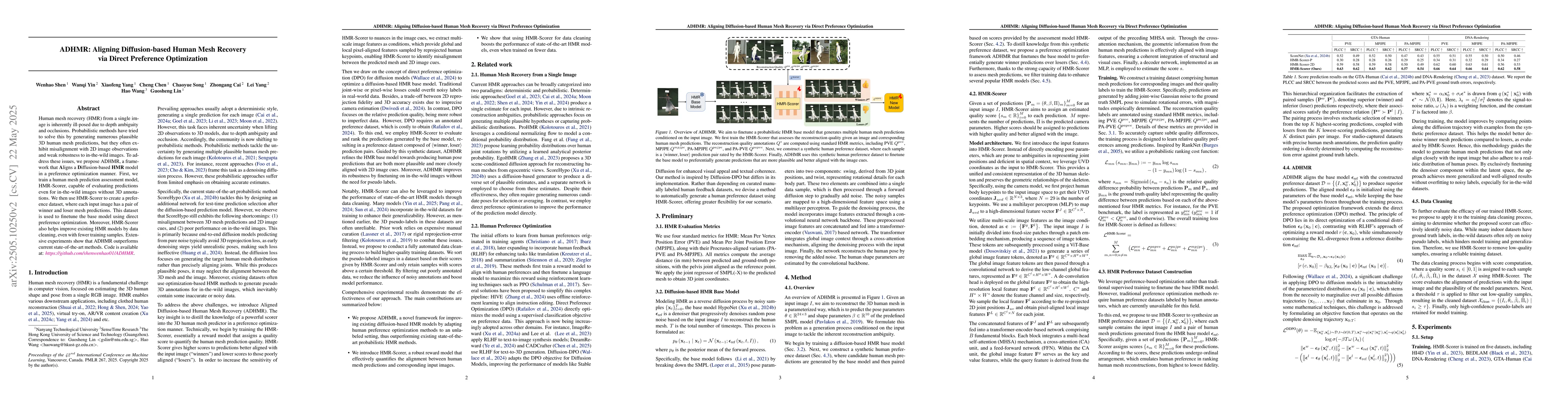 Thumbnail for ADHMR: Aligning Diffusion-based Human Mesh Recovery via Direct
  Preference Optimization