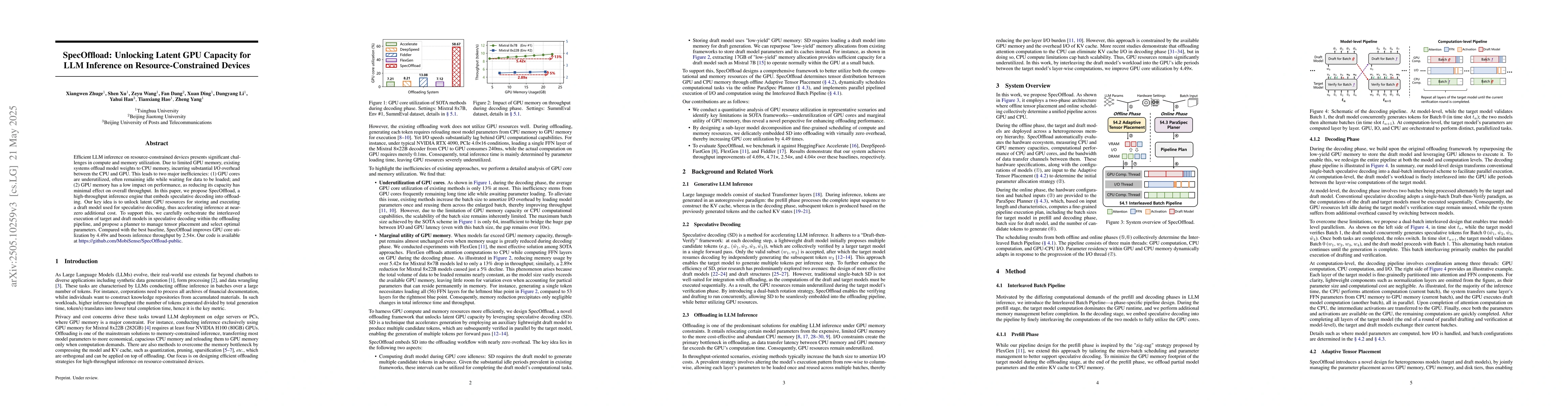Thumbnail for SpecOffload: Unlocking Latent GPU Capacity for LLM Inference on
  Resource-Constrained Devices