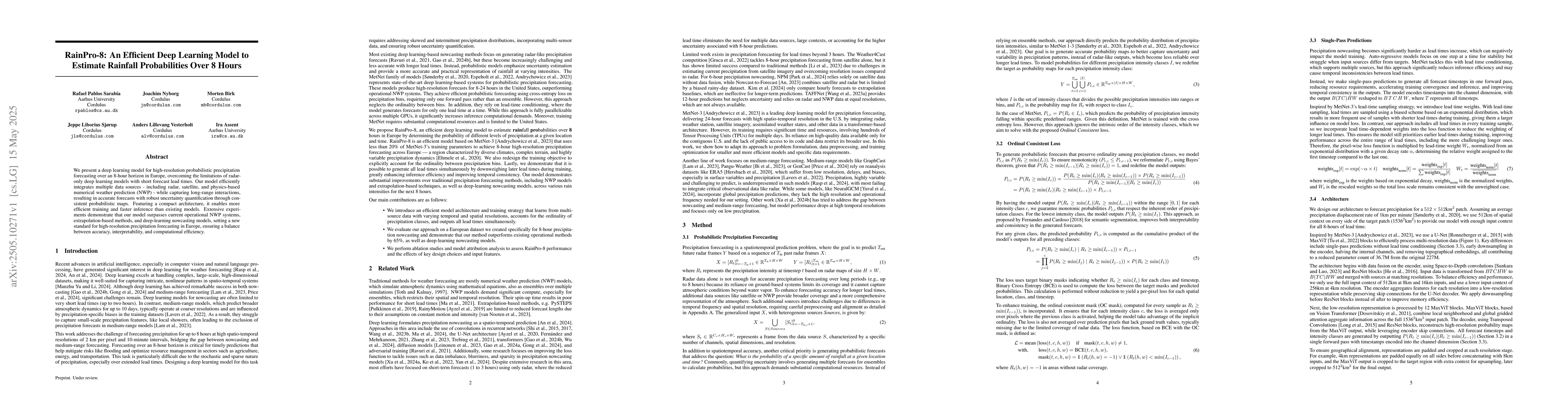 Thumbnail for RainPro-8: An Efficient Deep Learning Model to Estimate Rainfall
  Probabilities Over 8 Hours