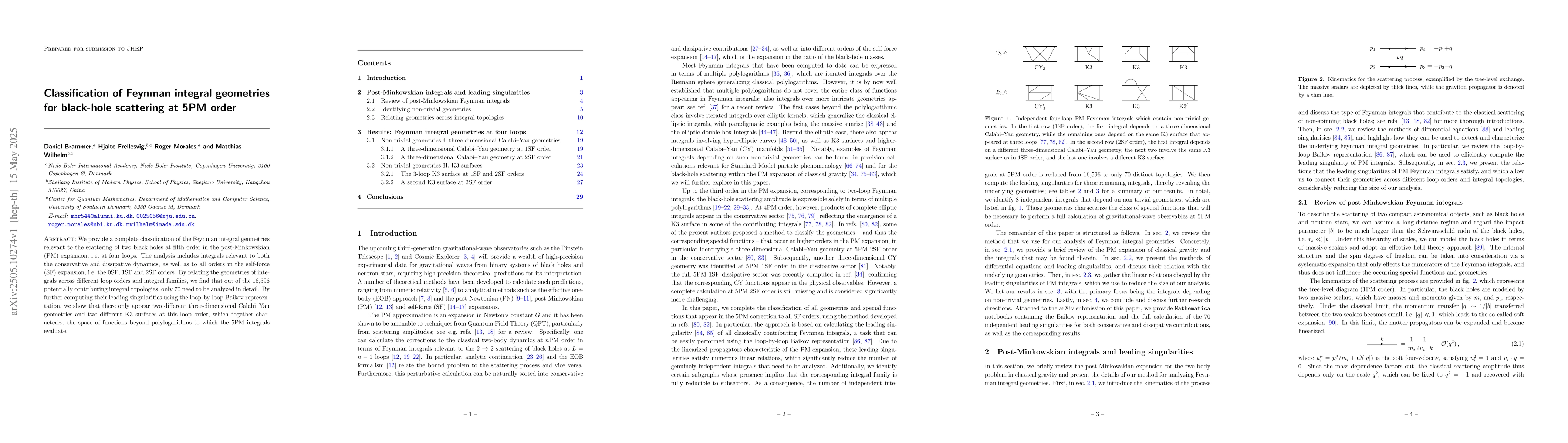 Thumbnail for Classification of Feynman integral geometries for black-hole scattering
  at 5PM order