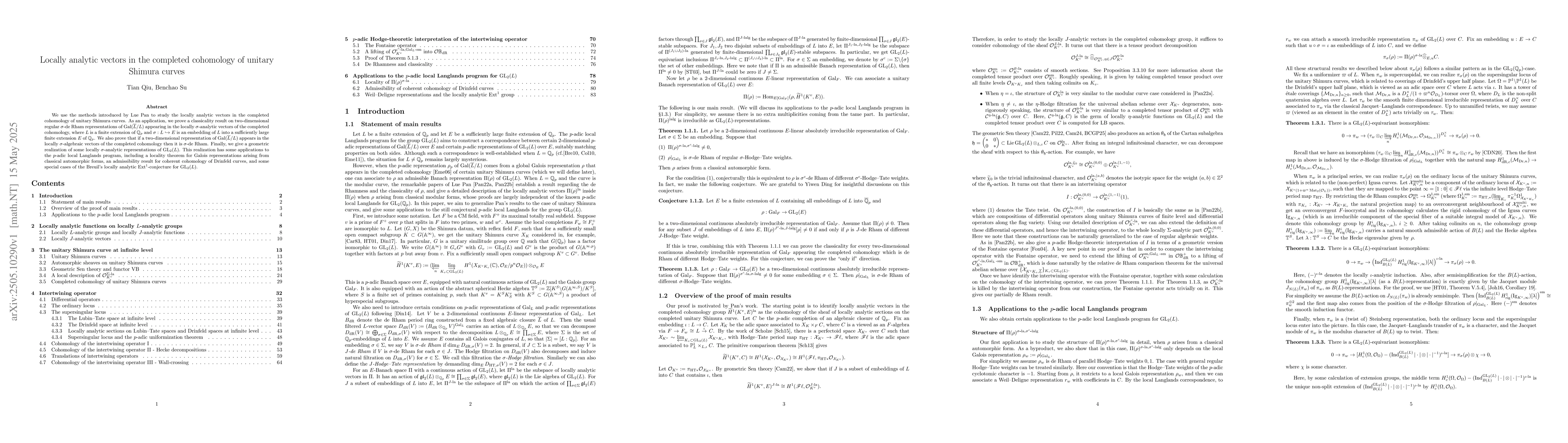 Thumbnail for Locally analytic vectors in the completed cohomology of unitary Shimura
  curves