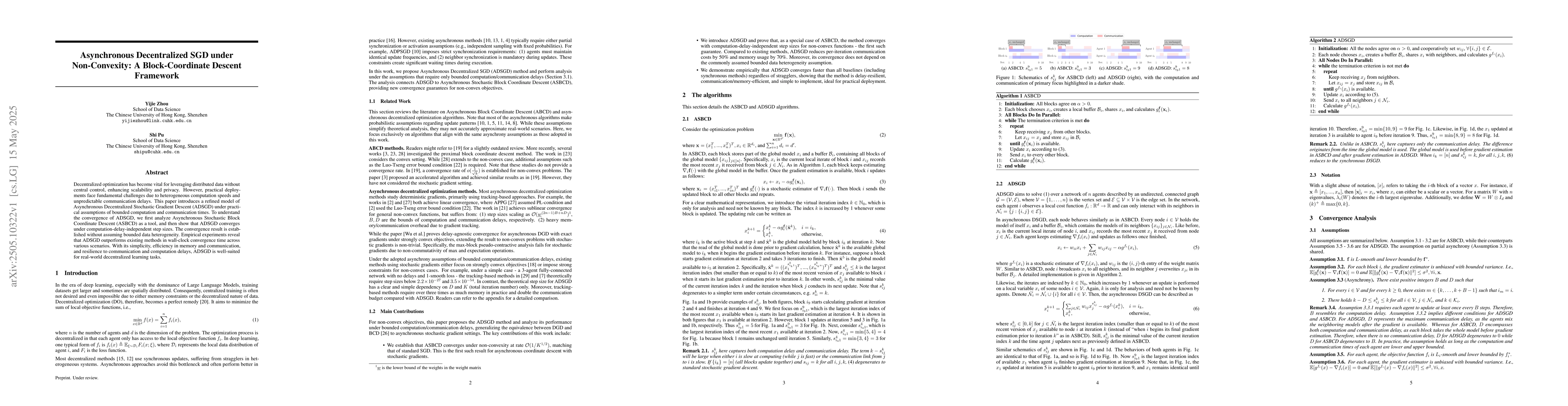 Thumbnail for Asynchronous Decentralized SGD under Non-Convexity: A Block-Coordinate
  Descent Framework