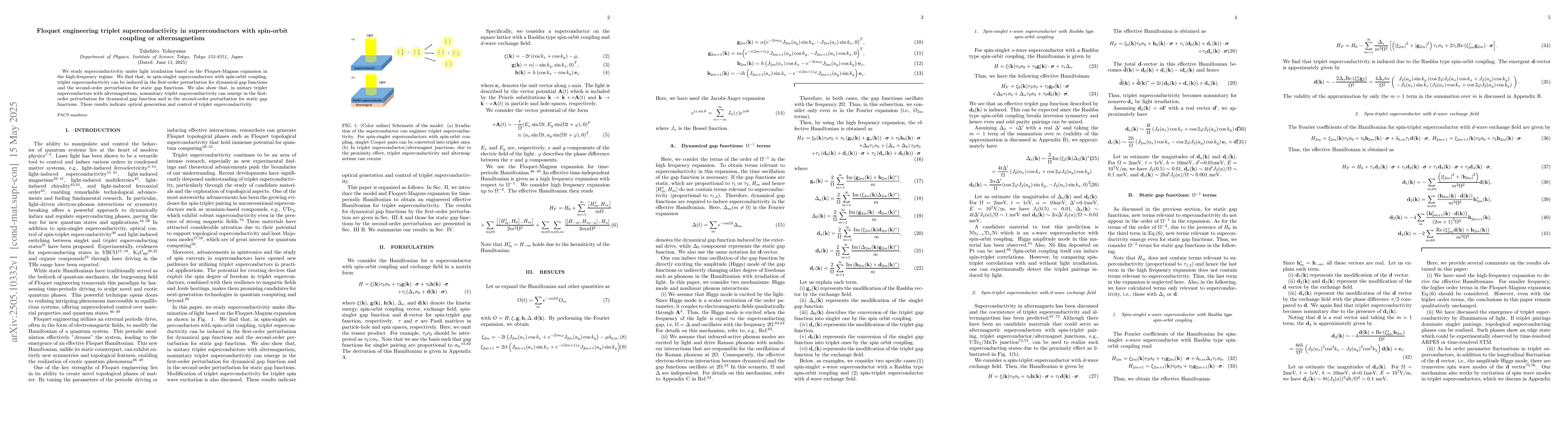 Thumbnail for Floquet engineering triplet superconductivity in superconductors with
  spin-orbit coupling or altermagnetism