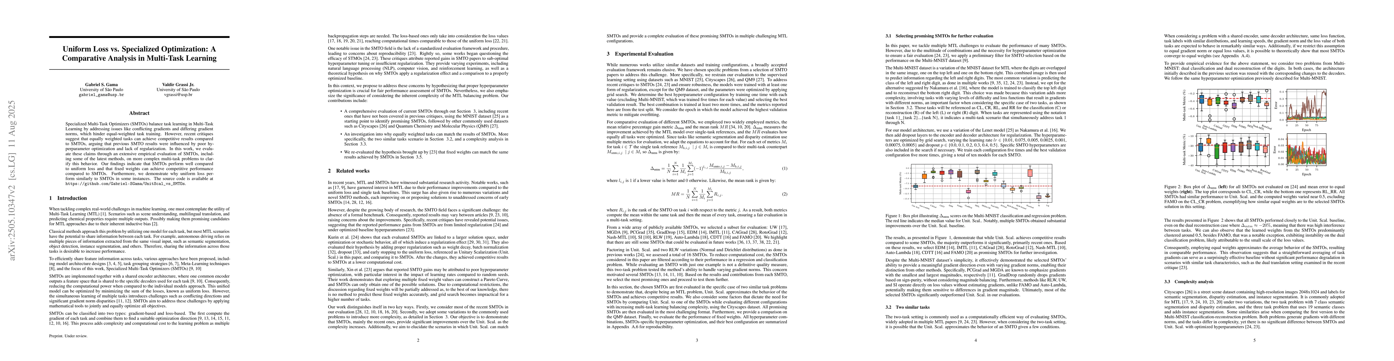 Thumbnail for Uniform Loss vs. Specialized Optimization: A Comparative Analysis in
  Multi-Task Learning