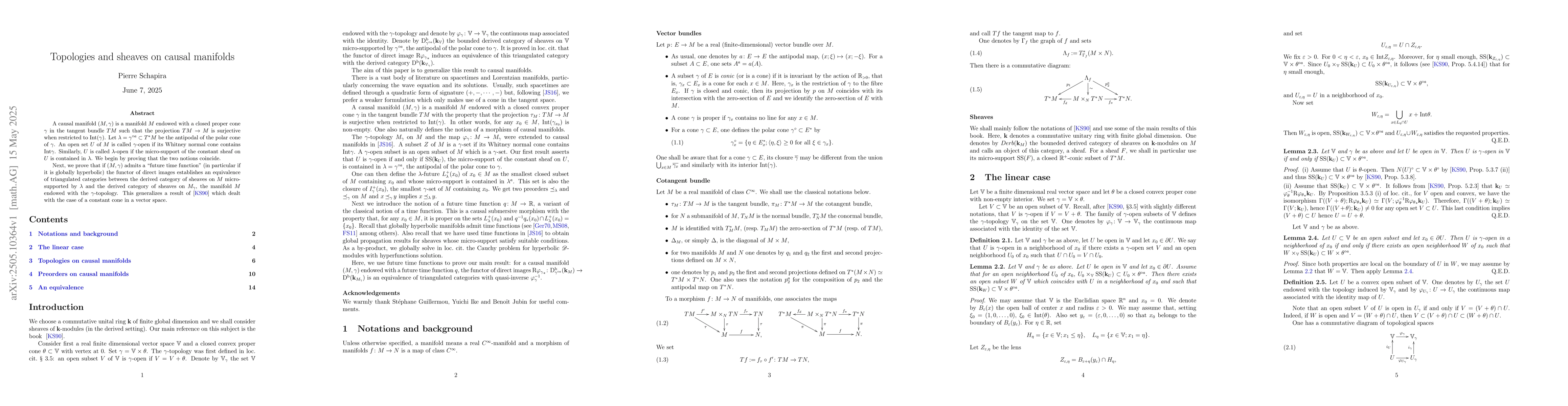 Thumbnail for Topologies and sheaves on causal manifolds