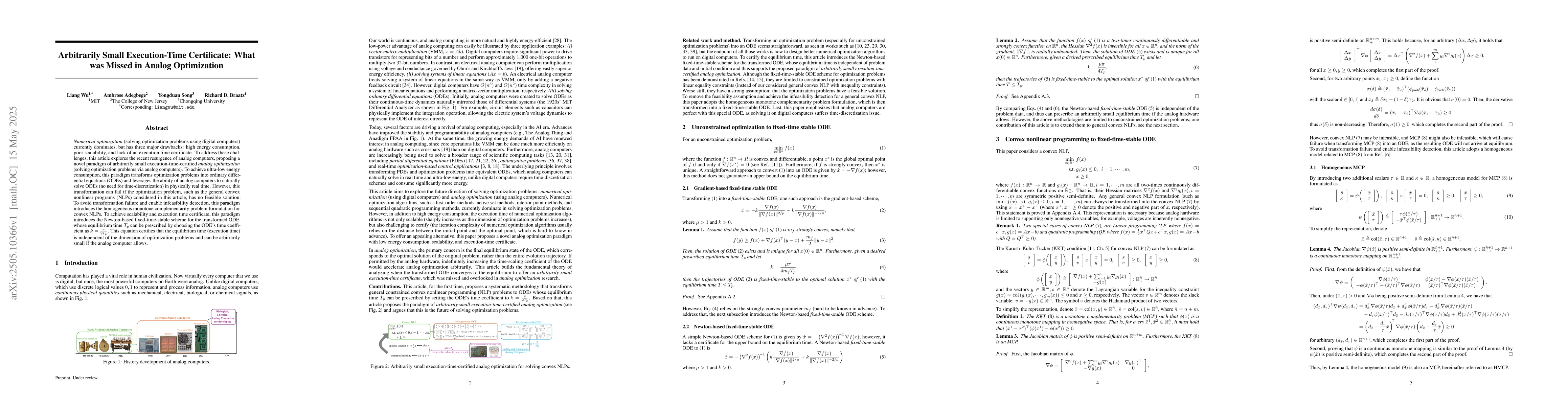 Thumbnail for Arbitrarily Small Execution-Time Certificate: What was Missed in Analog
  Optimization