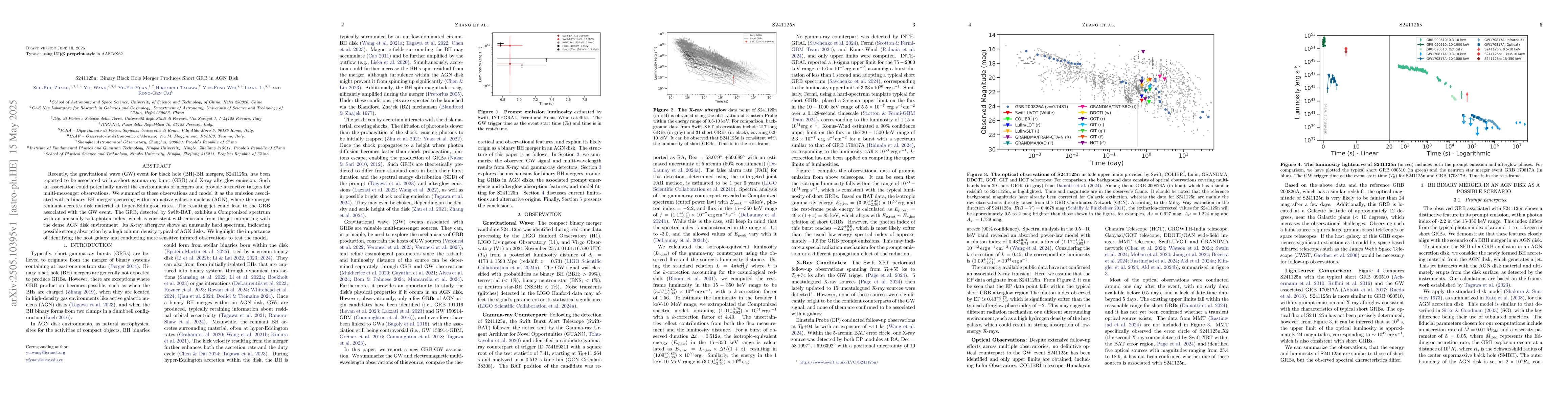 Thumbnail for S241125n: Binary Black Hole Merger Produces Short GRB in AGN Disk