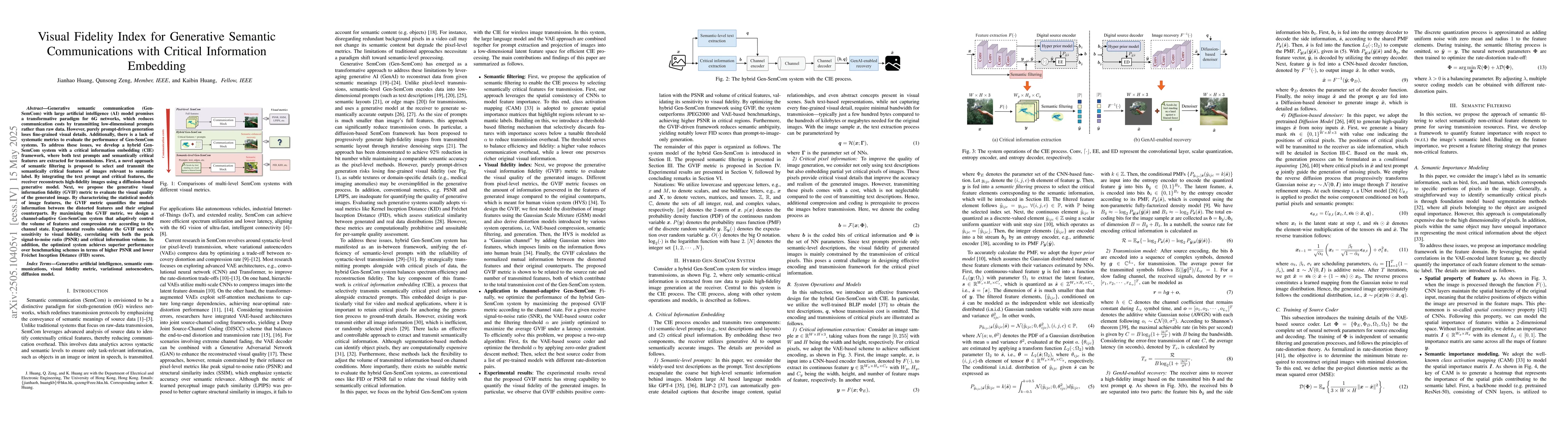 Thumbnail for Visual Fidelity Index for Generative Semantic Communications with
  Critical Information Embedding