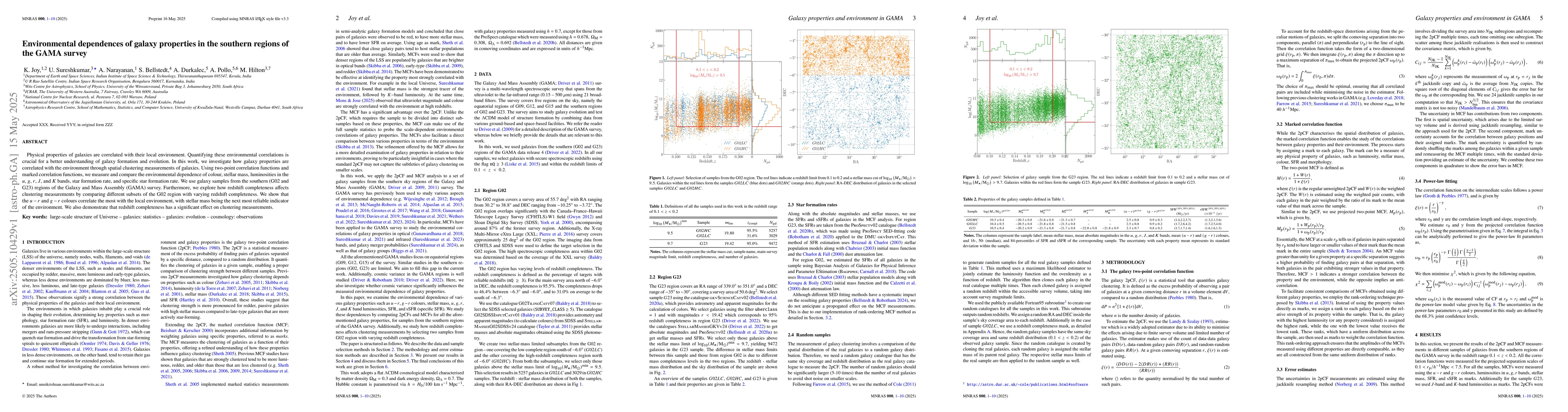 Thumbnail for Environmental dependences of galaxy properties in the southern regions
  of the GAMA survey