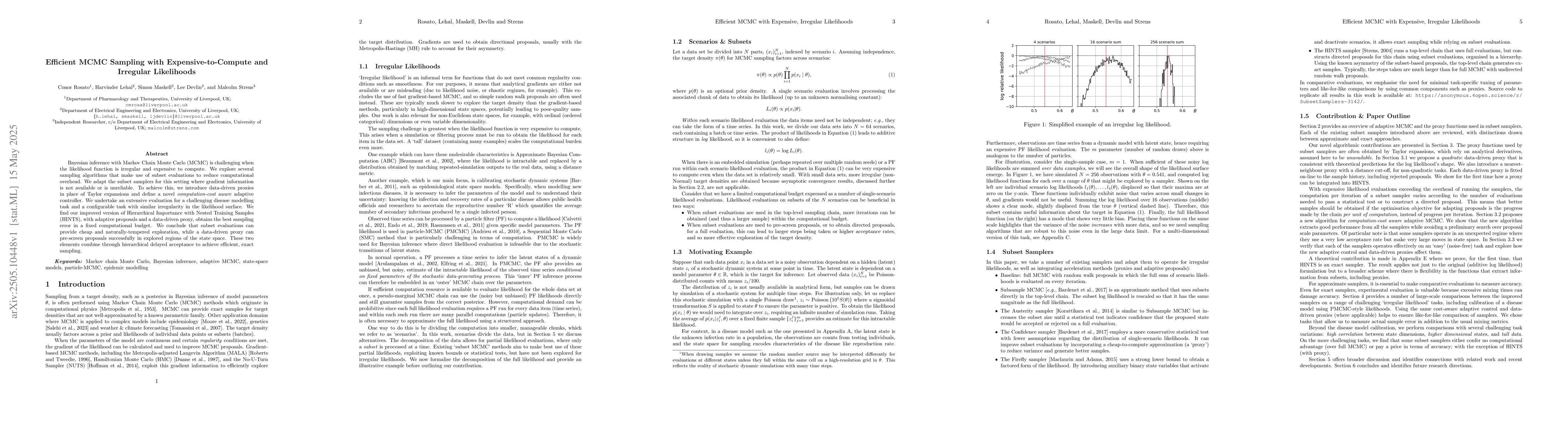 Thumbnail for Efficient MCMC Sampling with Expensive-to-Compute and Irregular
  Likelihoods