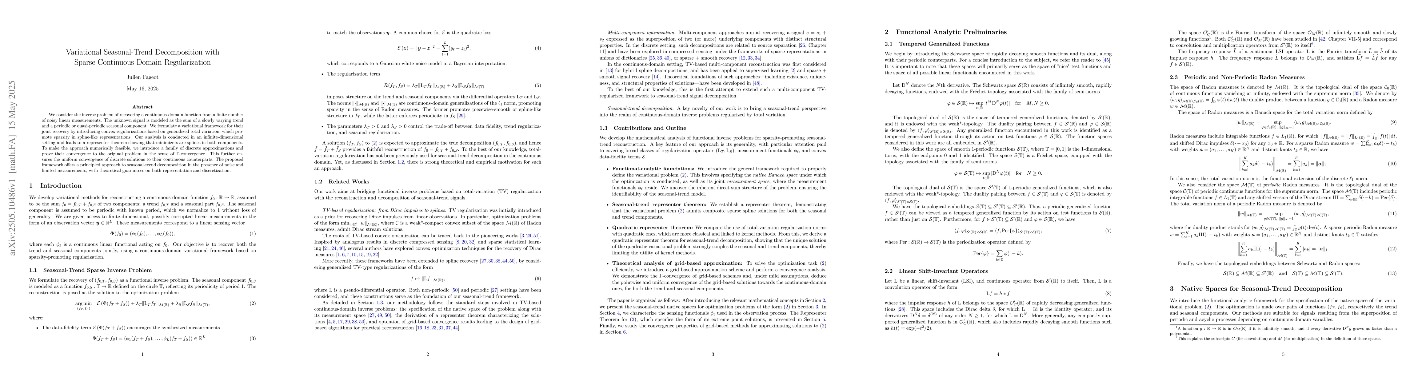 Thumbnail for Variational Seasonal-Trend Decomposition with Sparse Continuous-Domain
  Regularization